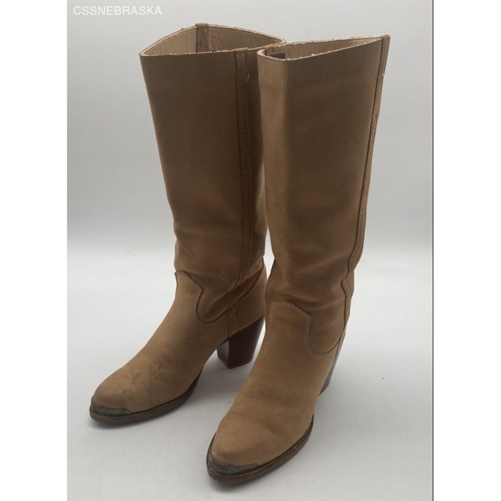 Zodiac USA Tan Western-Style Leather Riding Boot w/Heel - Size 8 Narrow